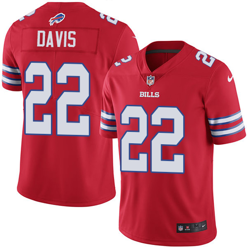 Nike Bills #22 Vontae Davis Red Men's Stitched NFL Limited Rush Jersey